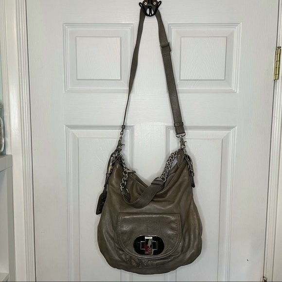 Badgley Mischka Grey Leather Convertible Crossbody - Picture 2 of 12